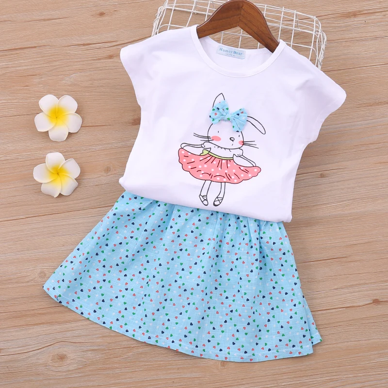 Summer Thin Printed Top+Skirt 2Pcs Kids Clothes Girls Baby Girl Clothes Toddler Clothing Sets Children Clothes