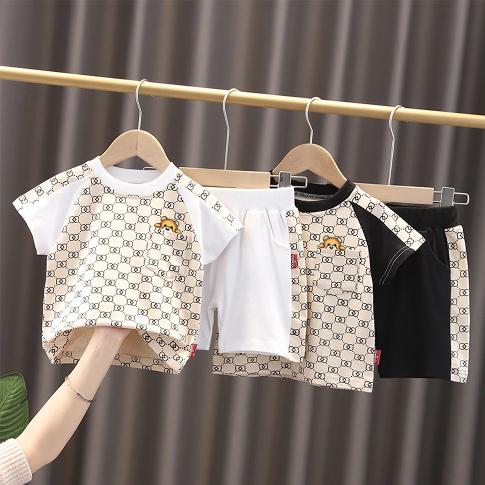 

Girls Clothes 2021 New Summer Style Boys Baby Girls Clothing Sets Print T-shirt Short 2Pcs Suits for Kids Clothes 1-5Y Children