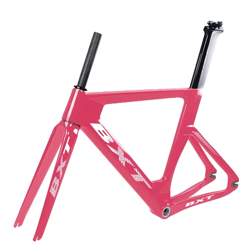 BXT Full pink BXT углеродный руль трековая рама дорожного кадров колесо для велосипеда с фиксированной передачей комплект с вилкой Подседельный штырь 49/51/54 см, углеродный руль для велосипеда Рама - Цвет: BXT Full pink