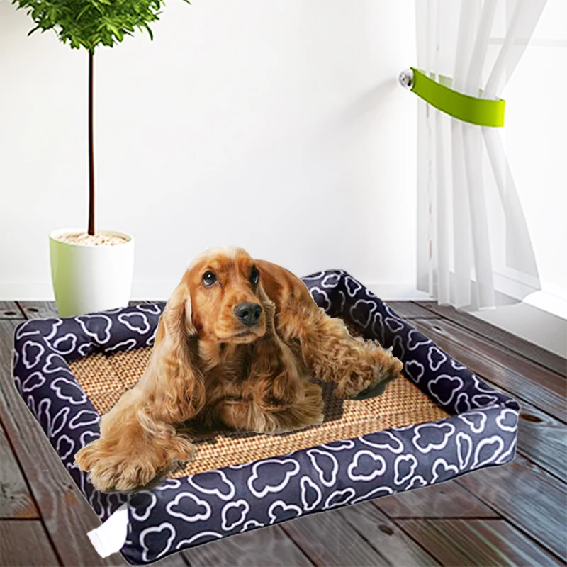 

One Piece Keep Cool In Summer Pet Mat Rectangular Oxford Printing Internal Cotton Soft 3 Sizes Non-Slip Cat And Dog Bed