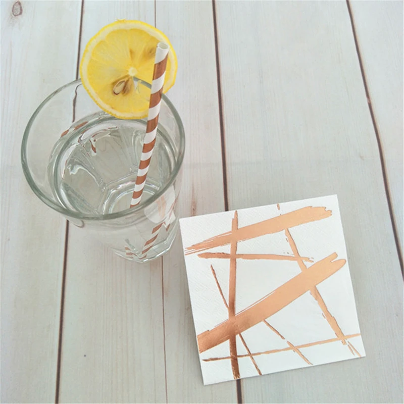 80 шт./лот бумажные салфетки из фольги розового золота кисти для чайного торта