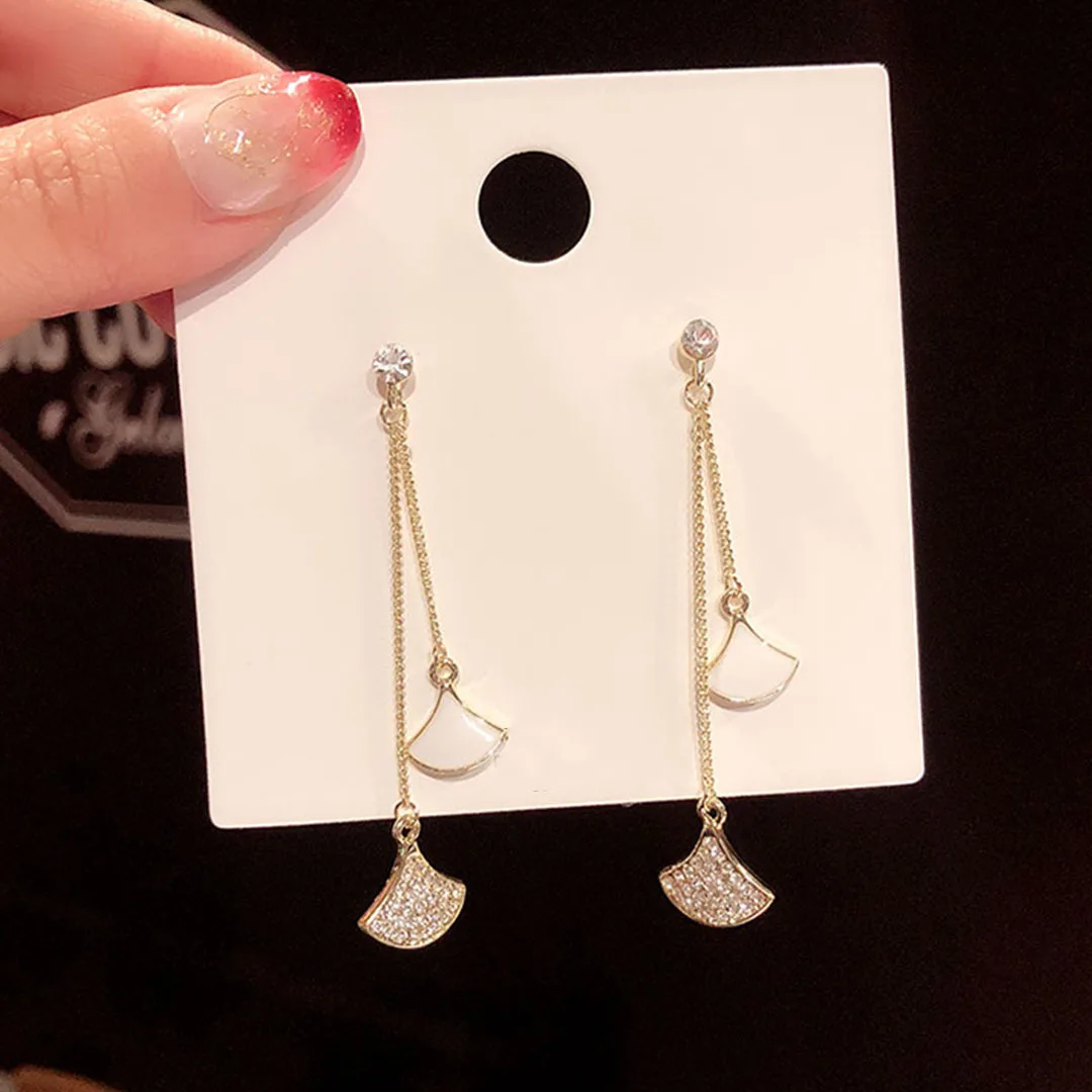 Горячие серьги Модные ювелирные изделия кристалл веер Длинные кисточкой сережки