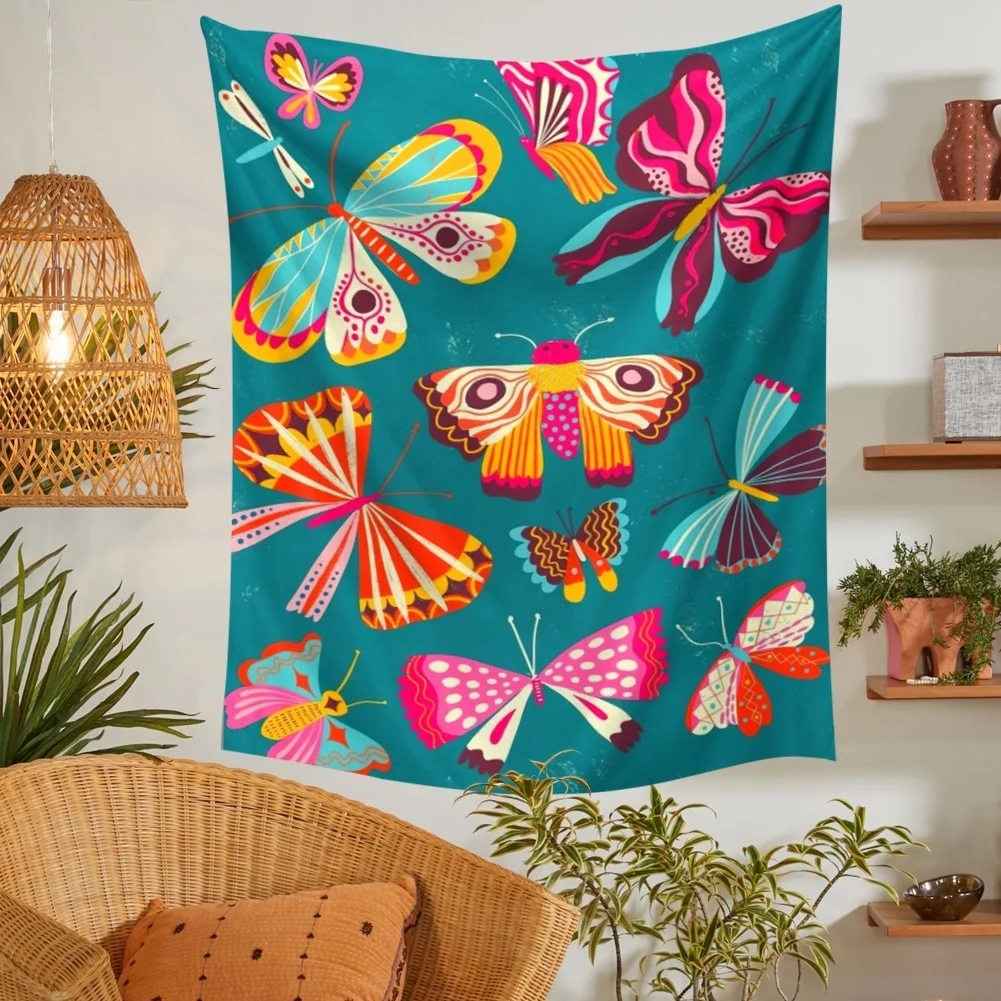 

Butterfly Botanical Tapestry Wall Hanging Insect Flower Hippie Tapestry Boho Tapestries Wall Carpet Psychedelic INS Home Decor