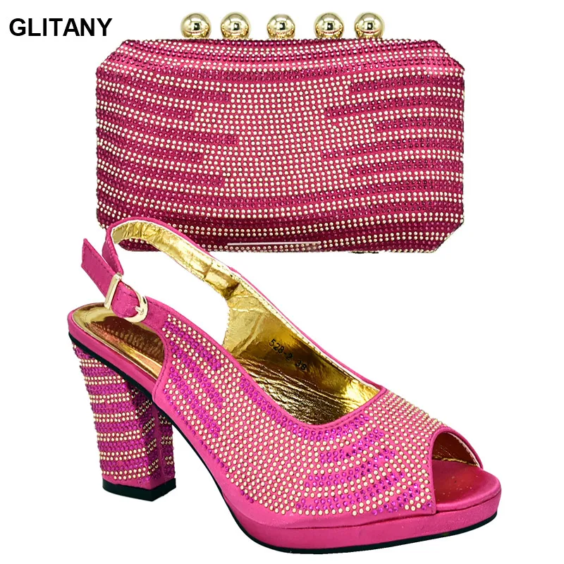 

Italian In Women Italian Shoes with Matching Bags Woman Shoes 2020 Spring Rubber Decorated with Appliques Buckle Strap Party