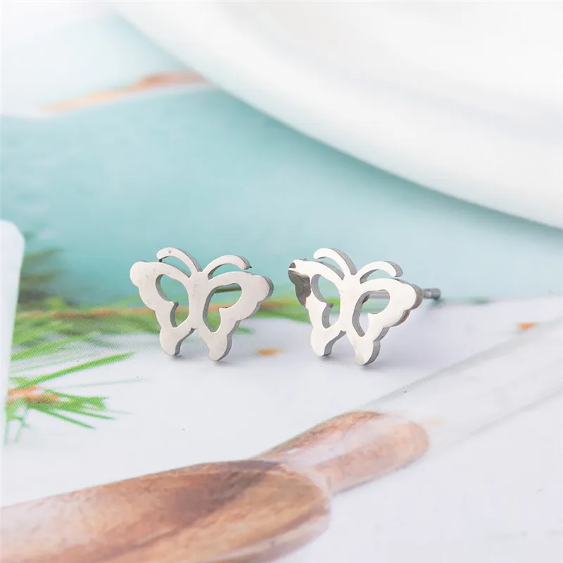 Серьги-гвоздики в виде бабочки 12 пар/компл. ювелирные украшения из нержавеющей