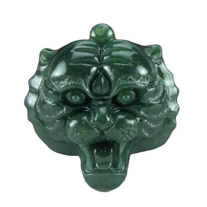 

Hetian Jade Blue Jade Tiger Head Hanging Hand-carved Tiger Head Hanging