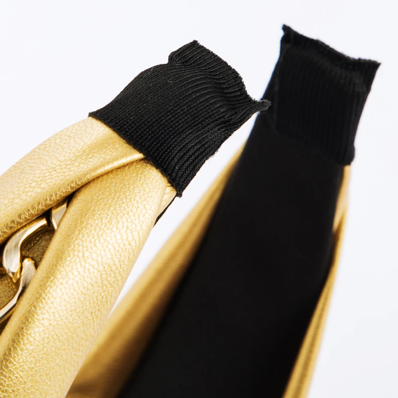 Find Me Color Leather Knot Wide Headband For Women Punk Alloy Thick Chain Hair Band Fashion Jewelry Accessories | Украшения и