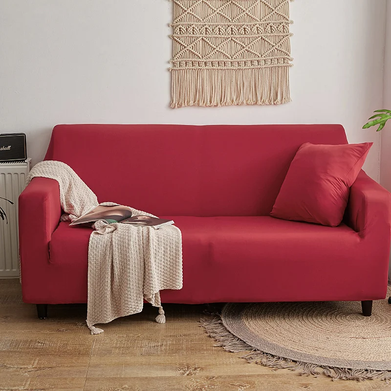 

Elastic Sofa Cover Solid Color Stretchable Slipcovers For Living Room Modern Chaise Longue L-Shape 1/2/3/4 Sectional Sofa Covers