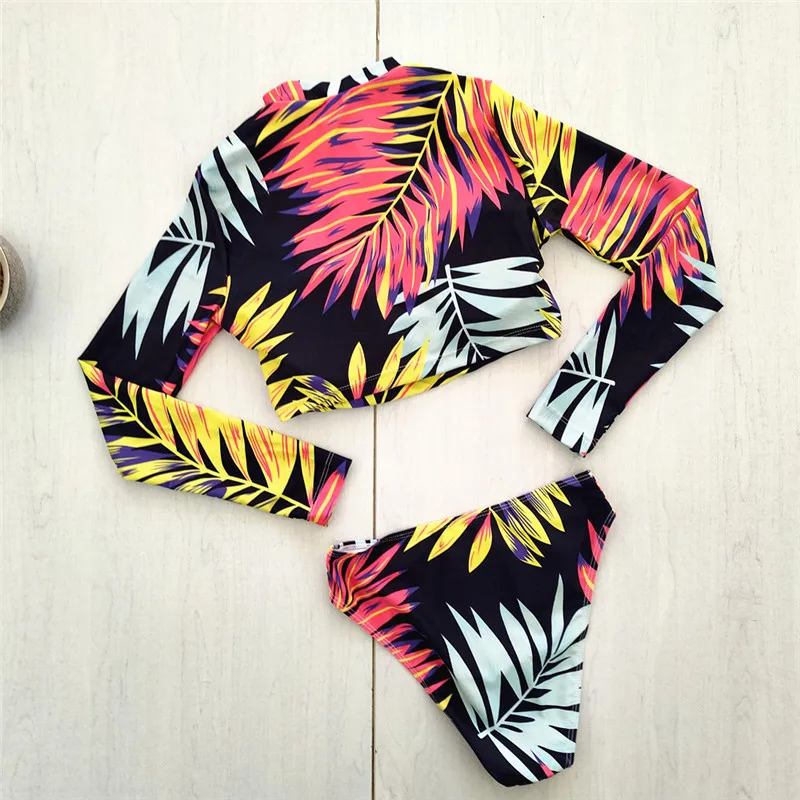 3 шт. женские купальники с длинным рукавом на молнии|Комбинезоны| |