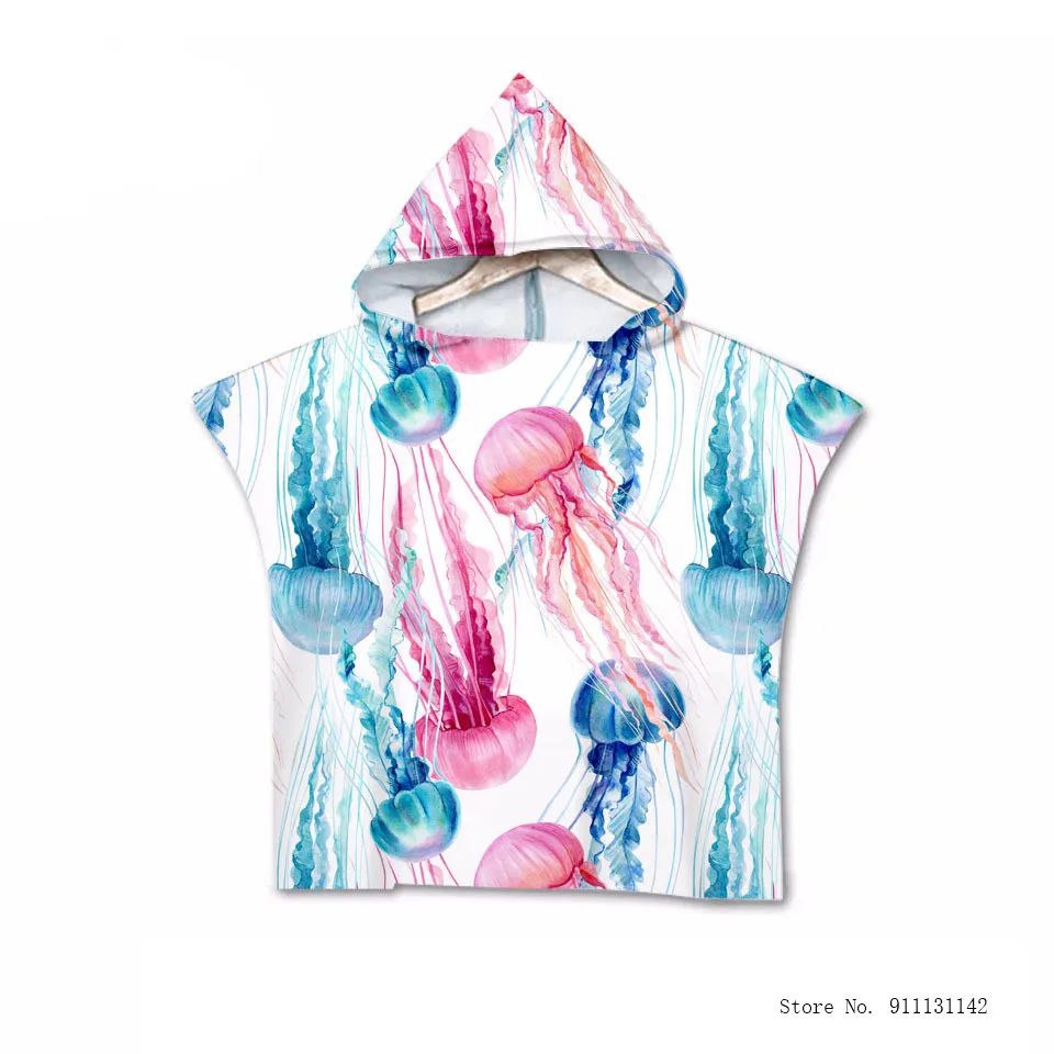 3D милые глубоководных существ детская водяной бане моды плащ с капюшоном