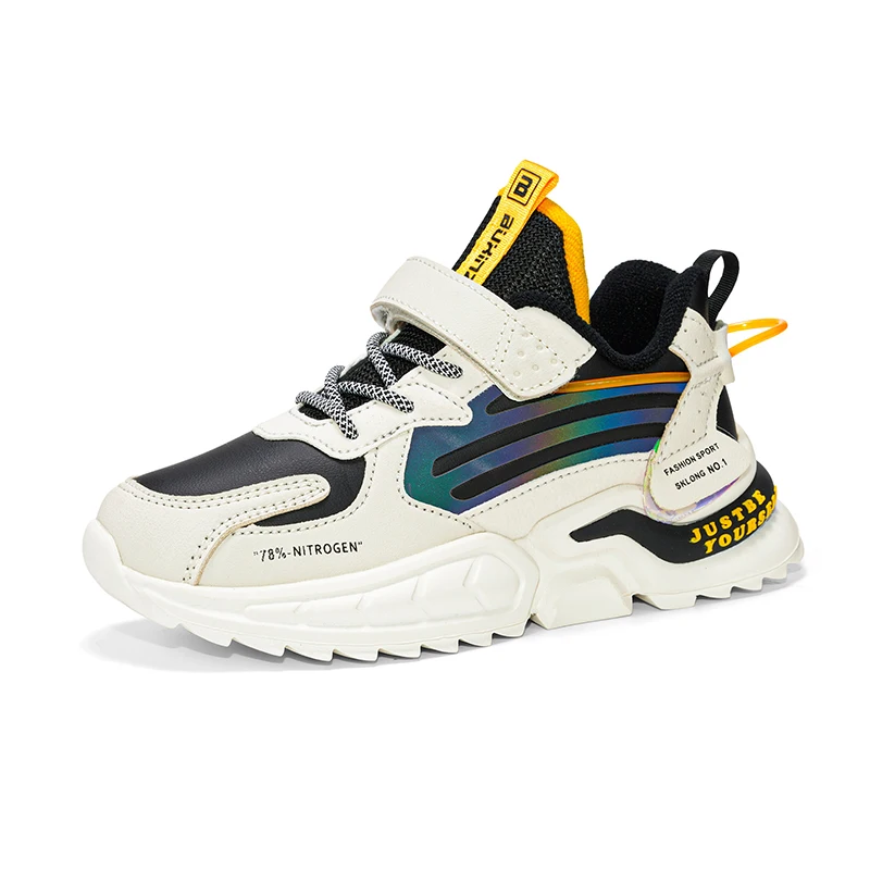 Zapatillas de deporte de cuero EVA para ni&ntilde;o, zapatos antideslizantes de fondo suave, informales, para correr, suministros de actividades al aire libre-5