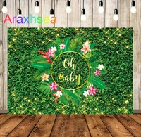 oh baby backdrop tropical summer baby shower birthday aloha party supplies green grass lawn flower banner photobooth