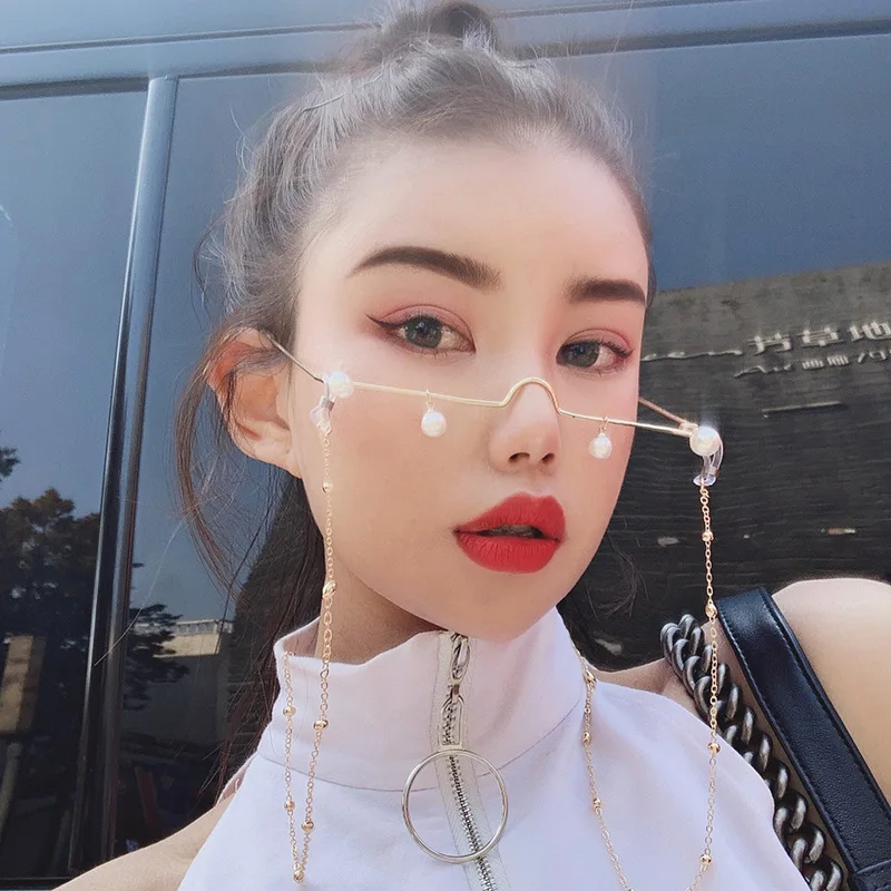 Модная жемчужная подвеска в стиле ретро полуободковая оправа для очков очки