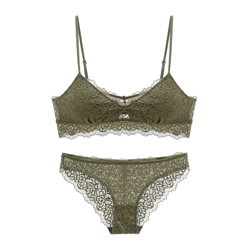 Кружевной бюстгальтер с вышивкой треугольный без камней хлопковая подкладка