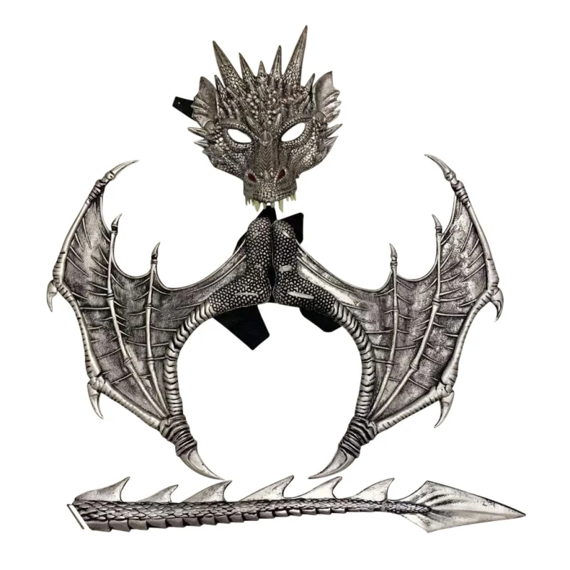 Костюм Дракона из трех предметов для костюмированной вечеринки с крыльями и