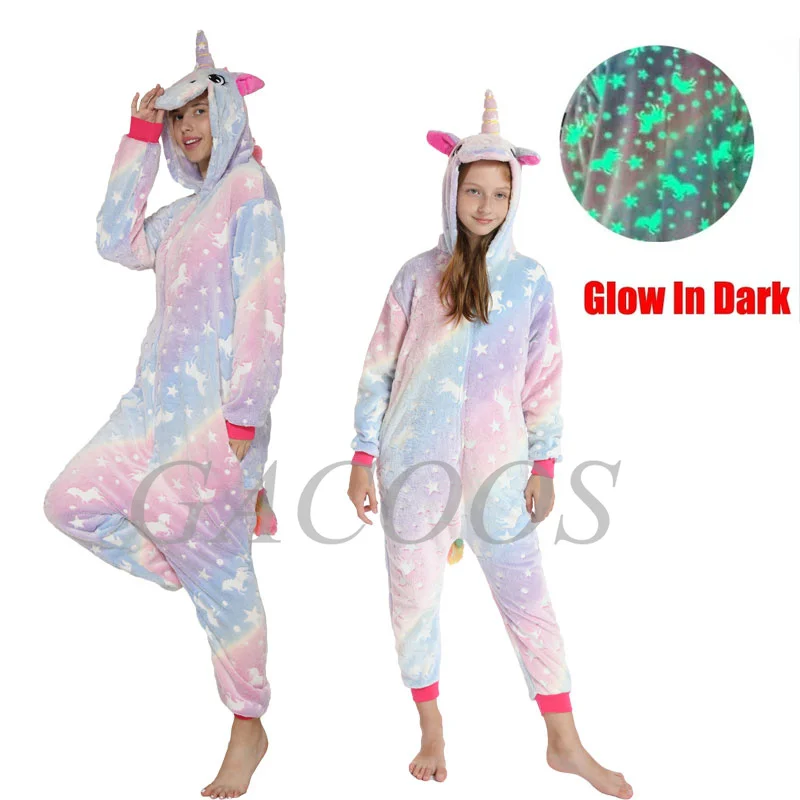 Kigurumi Licorne Panda Onesies Women Winter Animal Unicorn Pajamas Girls Boys Costumes Adults Nightie Flannel Sleepwear |