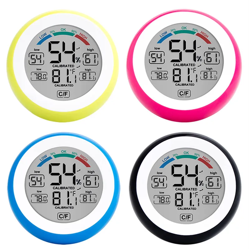 Комнатный термометр-гигрометр с цифровым ЖК-дисплеем круглый беспроводной