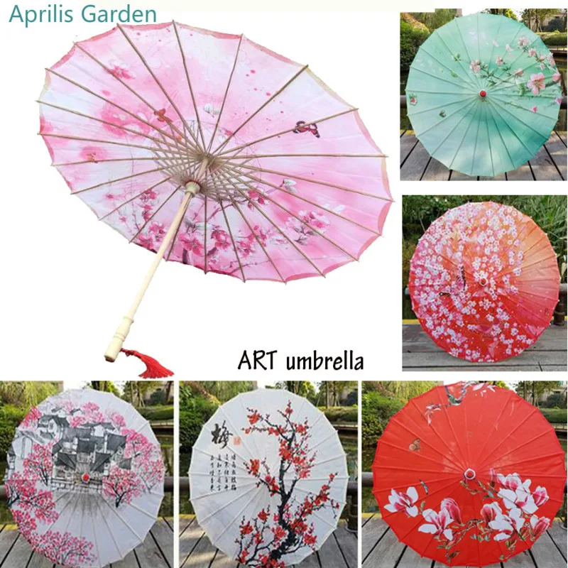 

New Silk Cloth Oil Paper Umbrella Rain Women Decor Vintage Dance Prop Peach Blossom Chinese Intangible Cultural Parasol Paraguas