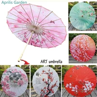 new silk cloth oil paper umbrella rain women decor vintage dance prop peach blossom chinese intangible cultural parasol paraguas