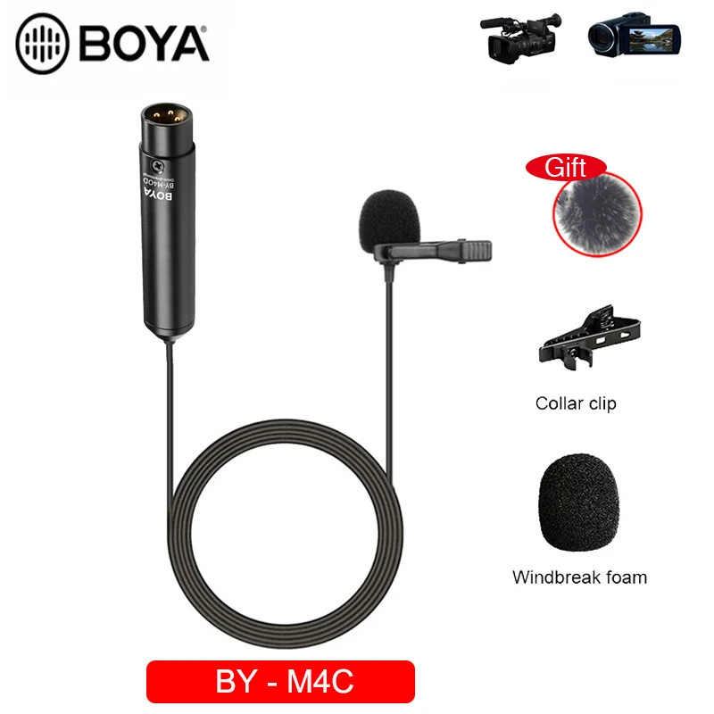 

BOYA BY-M4C & M4OD Phantom Power Clip-On Cardioid XLR Lavalier Mic With Cannon Plug for Camera Camcorder ZOOM H4n H5 H6 TASCAM