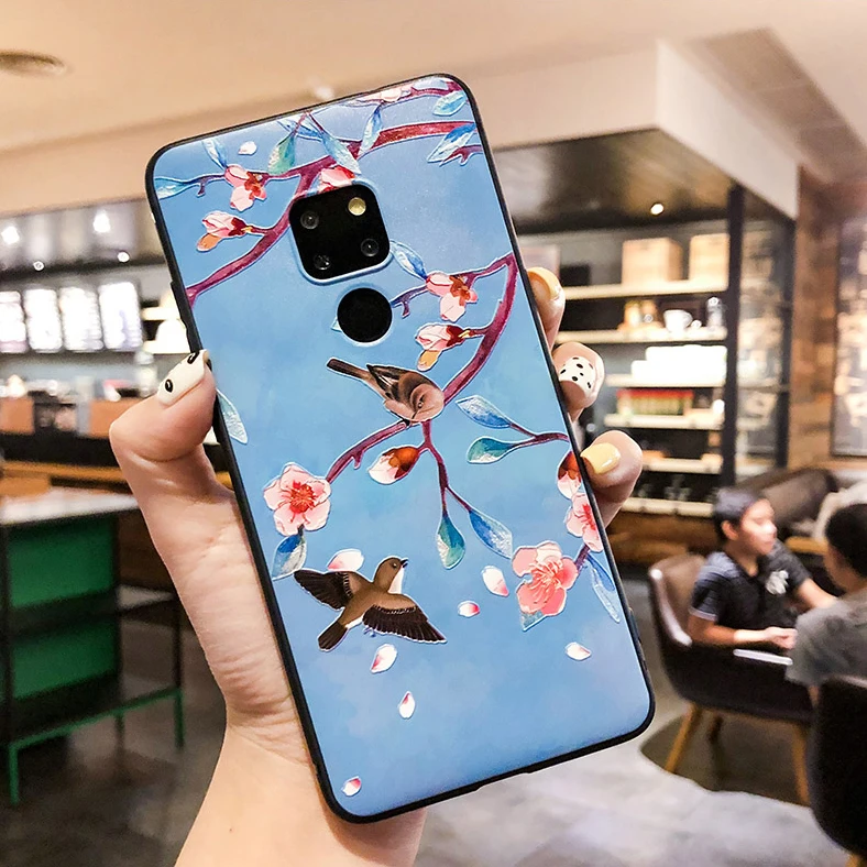 01E Чехол с объемными цветами розы для Huawei P20 P30 Lite Pro P Smart, чехол для Huawei Mate 20 10 Lite Pro Honor 20 8X 8A Pro, черный - Цвет: 01E