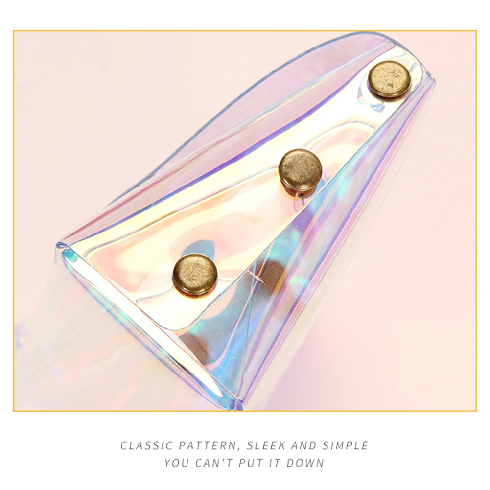 Transparent Coin Purse Storage Portable Unisex Money Colorful Holographic Sequins PVC Fashion Snap Closure Small Cute Makeup Key |
