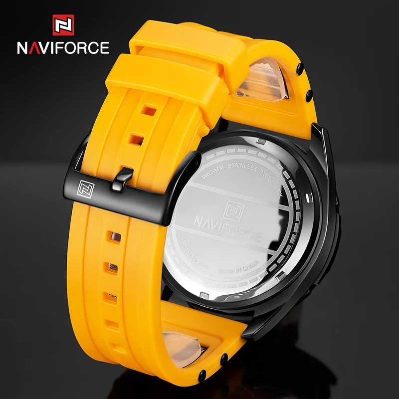 

NAVIFORCE Watch Men Silicone Strap Military Waterproof Sport Six Hands Chronograph Quartz Wrist Watches Luxury Black Gold Clock