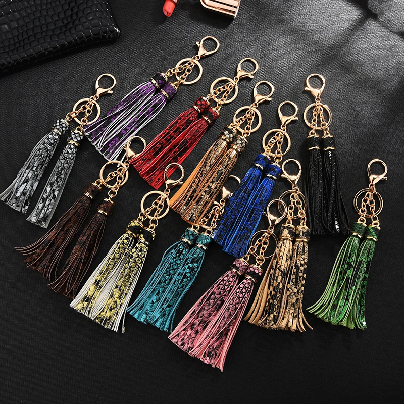 

PU Leather Tassel Key Chain for Women Bag Jewelry Key Ring lovely Woman Gift Souvenirs Key Ring Holder M001