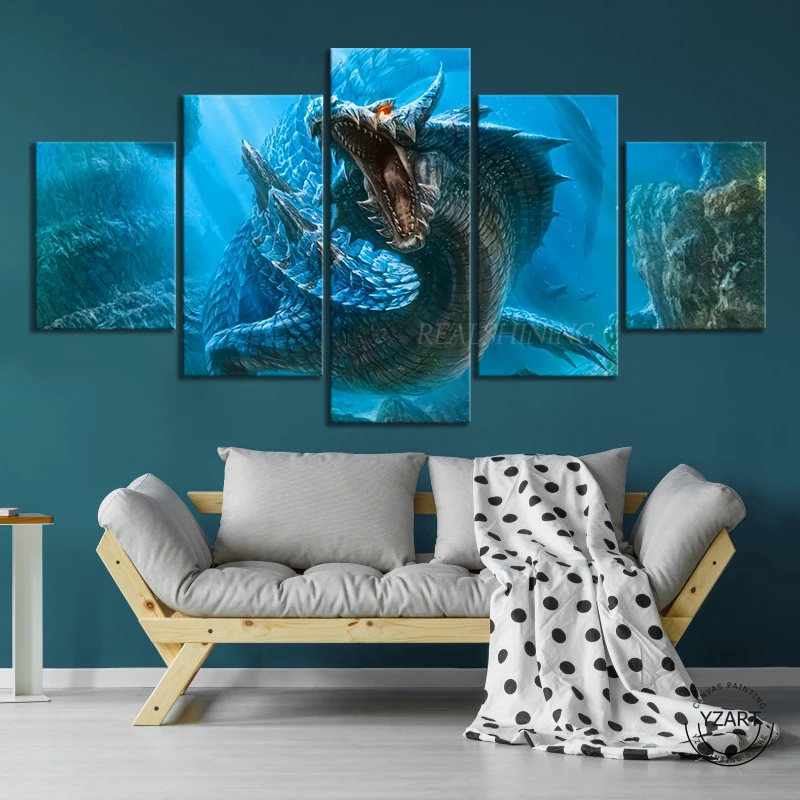 

5d square diamond painting 5Pieces Monsters Hunter Dragons art diamond embroidery mosaic full round drill,living room decor,N650