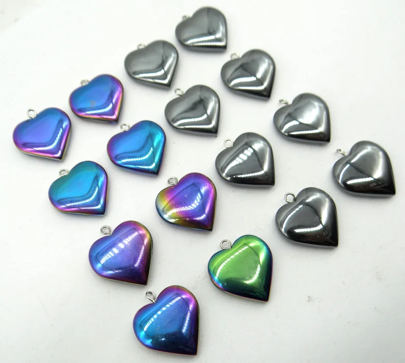 

Natural Quartz crystal Titanium Hematite hand-Carved Heart-shaped Gem pendant for diy jewelry making necklace Accessories10pcs