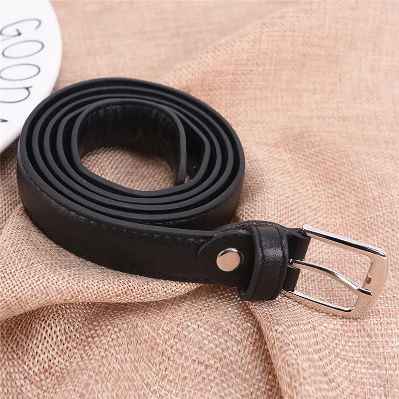 

Women's Casual Leather Slim Waist Belt Leather Waistband with Pin Buckle Black