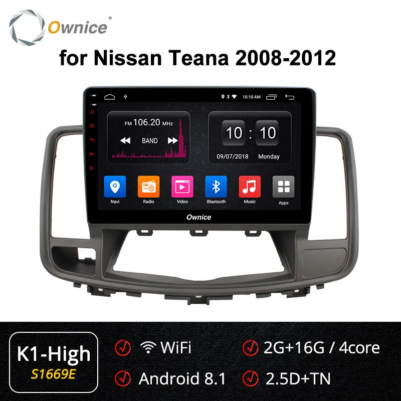 Ownice K1 K2 K3 K5 K6 2 DIN Восьмиядерный Android 8,1 автомобильный gps-навигатор для NISSAN Teana 2008-2012 радио аудио стерео dvd-плеер 4G - Цвет: S1669 K1-High