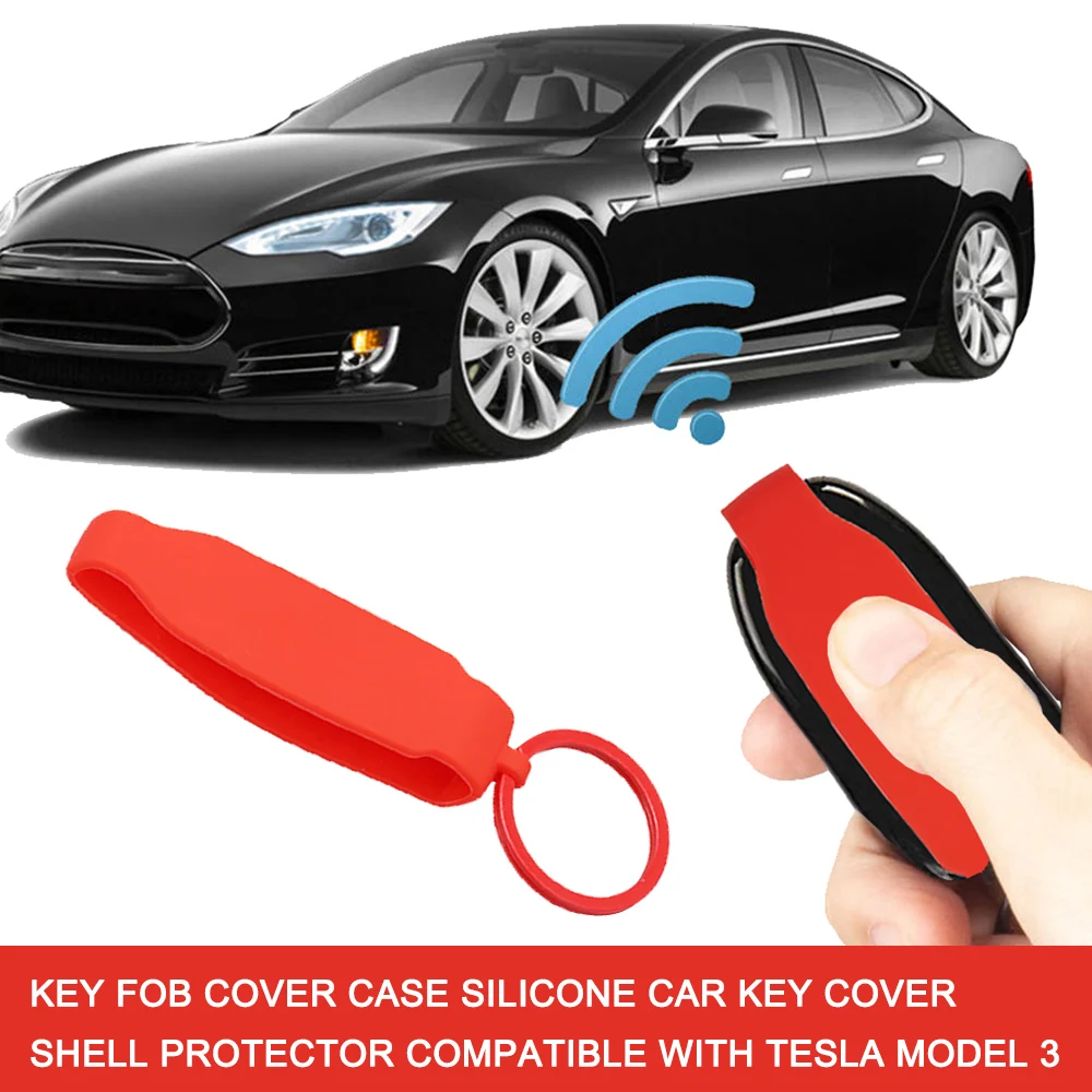 

Auto Accessories Key Fob Cover Case Silicone Car Key Cover Shell Protector Compatible with Tesla Model 3 Car Alarm System