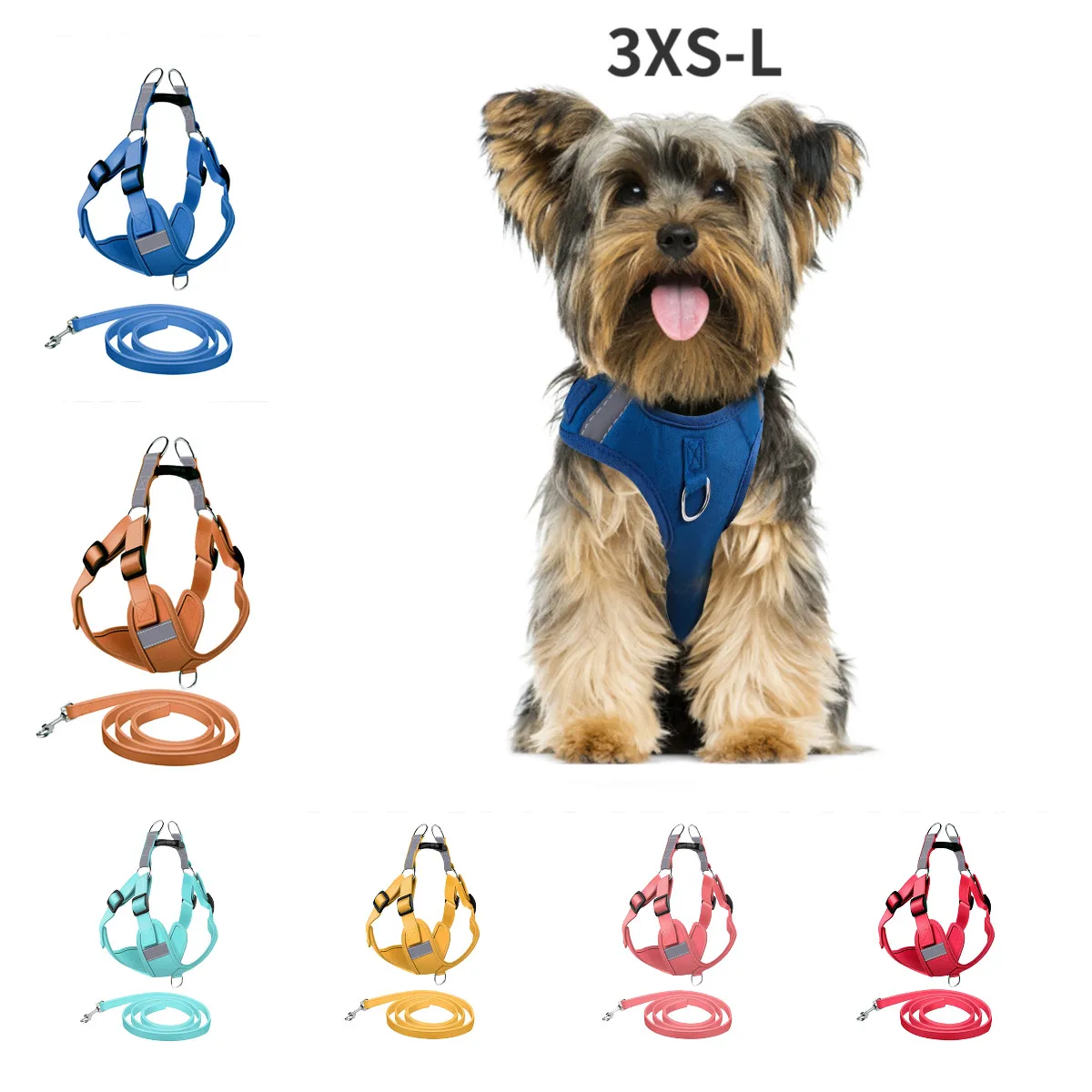 

Leather Dog Leash Cat Vest Type Reflective Chest Strap Cover Pull Dog Harness Vest Nylon Reflective Soft Pet Harness Dog XXXS-L
