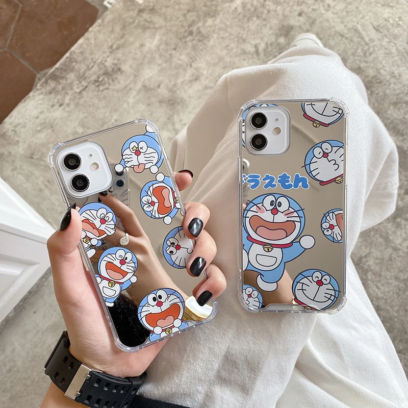 

Doraemon mirror lady phone cover for iPhone12mini/12promax/11pro/7/8/se2/xr/xs/xsmax/8plus/7p girl cute cartoon phone case