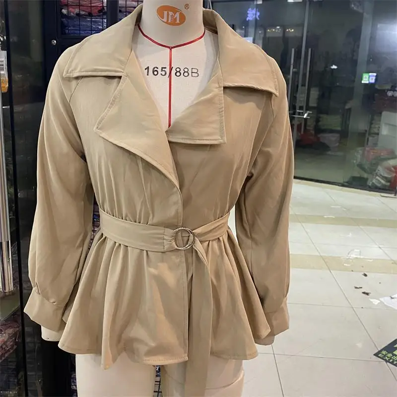 

Женская ветровка с поясом и галстуком, с длинным рукавом