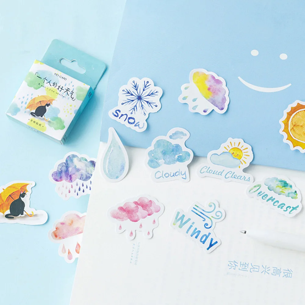 

46pcs/box Cute Cartoon Stickers Color Good Weather Decorative Scrapbook Diary Girl Stickers Stationery Stickers