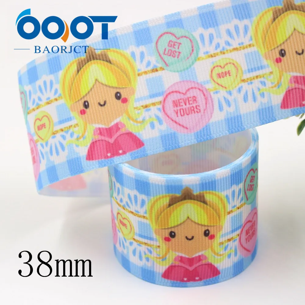 OOOT BAORJCT I-19809-1831, 38 мм 10 ярдов мультфильм термотрансферные печатные корсажные ленты, ленты ремесла, лук крышка DIY аксессуары