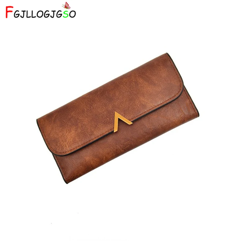 2019 винтажные женские кошельки и длинный кожаный женский кошелек с застежкой V