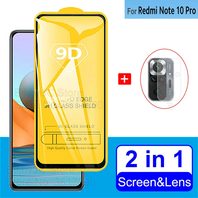 Пленка 9D для объектива камеры из закаленного стекла 2 в 1 Xiaomi Redmi Note 10 pro max полное