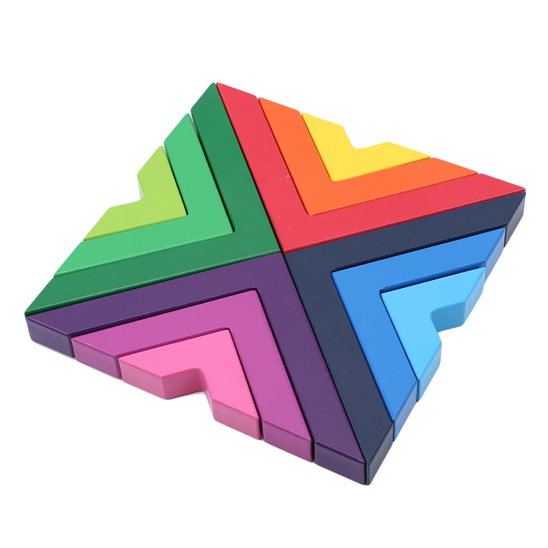 

Wooden Rainbow Stacking Game Stacker Geometry Building Blocks Nesting Educational Toys for Children Kids Toddlers
