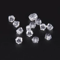 200pcslot clear rubber stud earring stoppers silicone flower ear plugging blocked earring backs stoppers for diy jewelry making