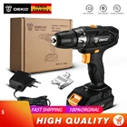 DEKO GCD16DU5 16V электрическая отвертка, дрель из нержавеющей стали, маленькие батареи, литий-ионный аккумулятор постоянного тока, 2 скорости