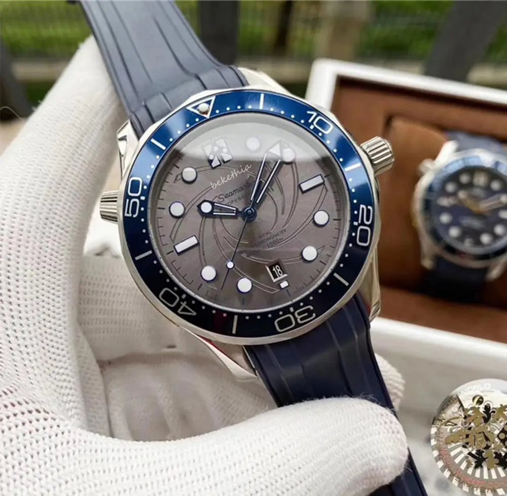 

Men's watch 40mm grey dial blue silicone strap automatic man's 316L stainless steel watch Automatic Watch