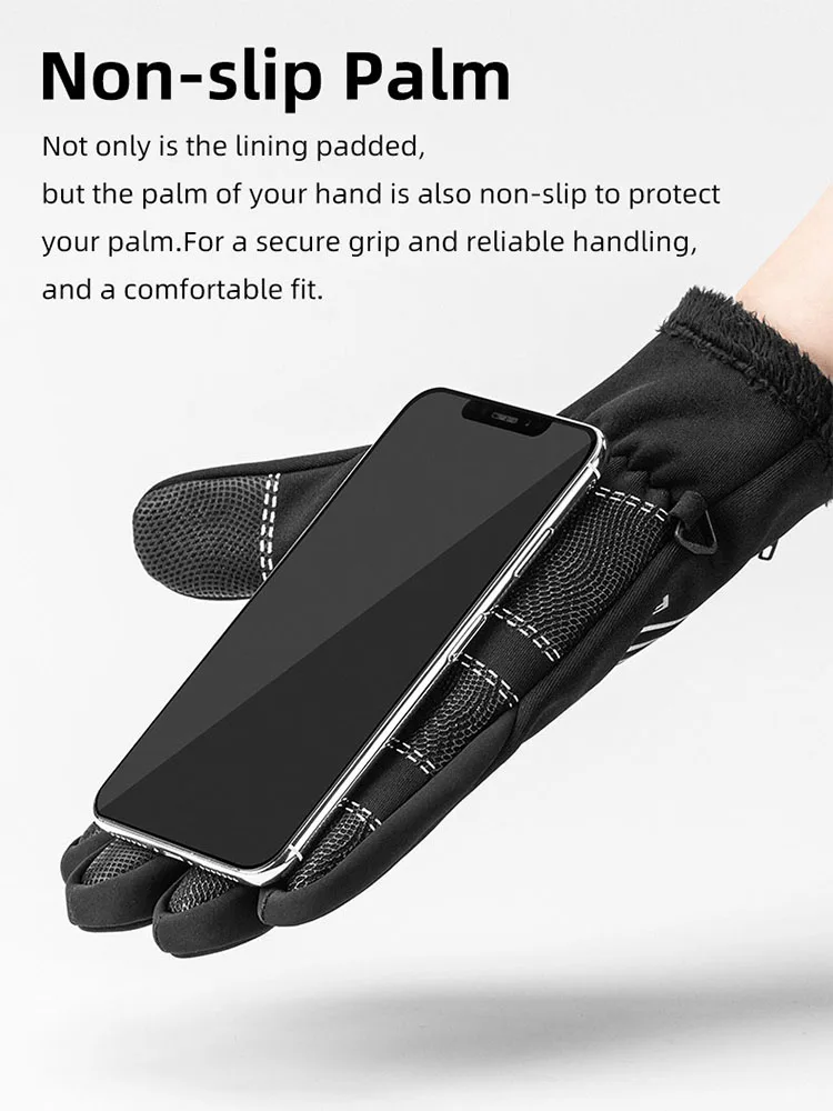 ROCKBROS Thermal Ski Gloves Men Women Winter Skiing Fleece Waterproof Snowboard Gloves Touch Screen Snow Motorcycle Warm Mittens