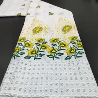 jnp cotton african lace fabric swiss voile elegant embroidery flower pattern quality nigerian 5 yards for sewing cloth dress