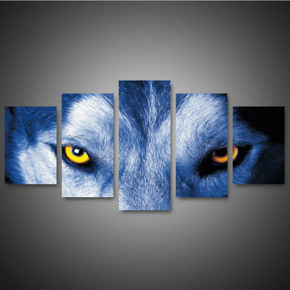 Сделай Сам Алмазная вышивка 5 панелей животное волк с острыми глазами картина