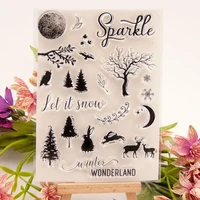 winter tree deer clear stamps seal for diy scrapbooking card transparent stamps making photo album crafts decoration new stamps