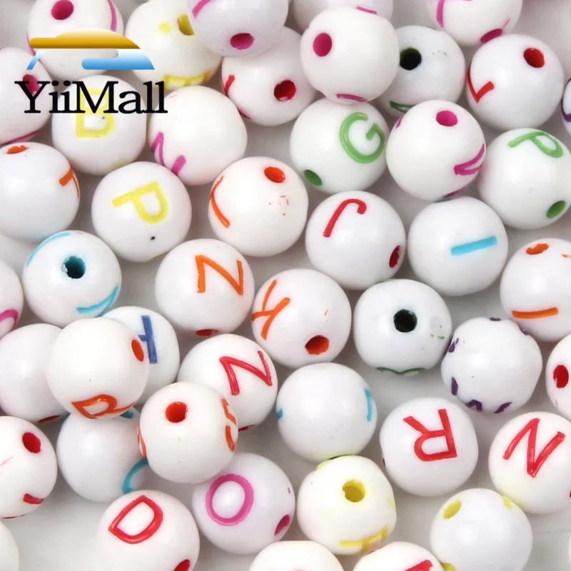 Круглые акриловые бусины с буквами шарики 8 мм отверстием алфавита россыпью для