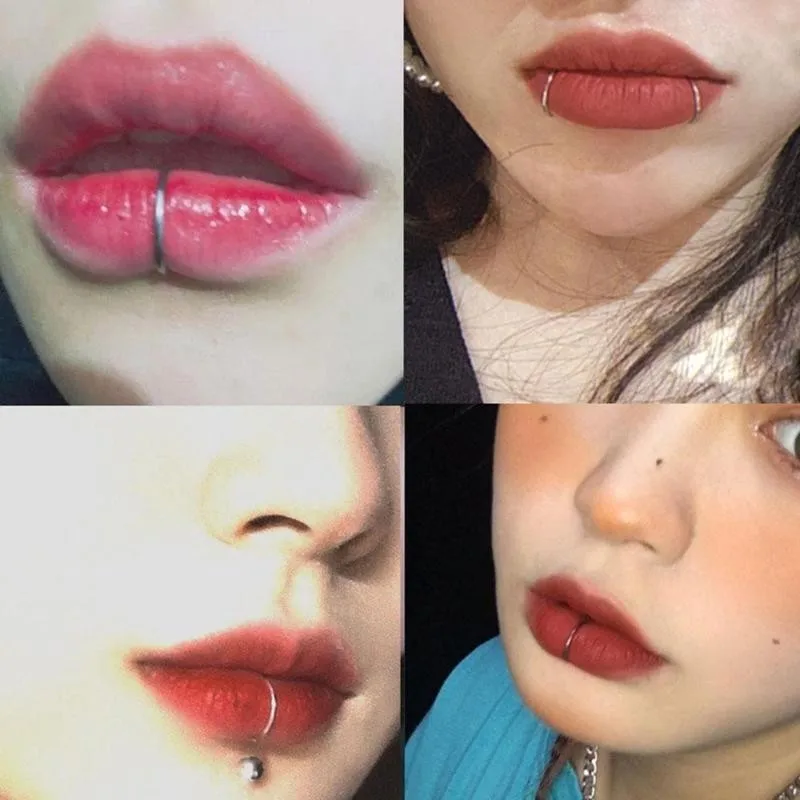 

Fashion Lips Rings Medical Titanium Steel Nose Ring Non Hoop Clip Ring Fake Nose Piercing On Mouth Ring Jewelry Reusable F6Z8